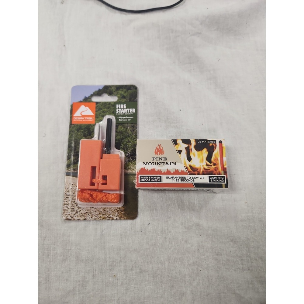 Ozark Trail Flint and Steel Fire Starter, Model 5118 Orange & Mountain Matches